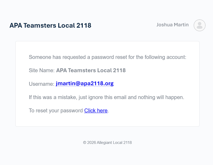 Example APA 2118 password setup email